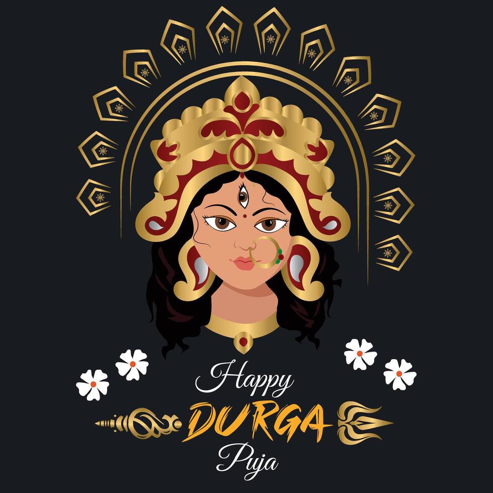 illustration of Goddess Durga in Happy Durga Puja Subh Navratri Indian religious background design.All layers are single for any customization. Eps 10 illustration vector