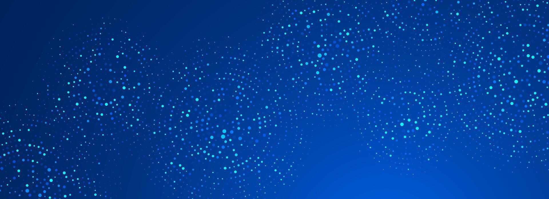 Blue digital technology pattern background. Glowing dotted circle wallpaper. Abstract dot round grid backdrop for business, science, healthcare, medicine, finance. Navy shining texture surface vector
