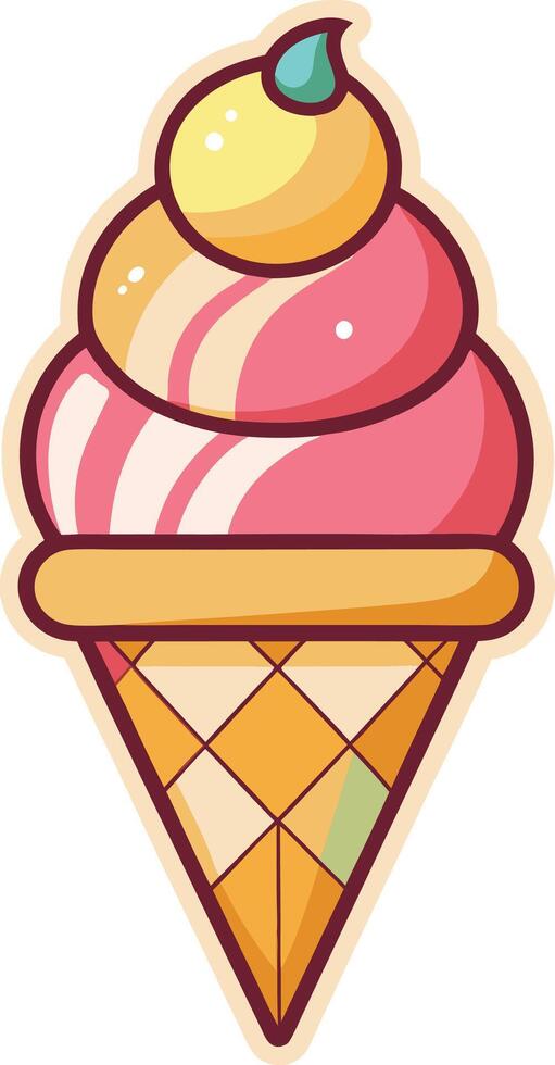 Delicious Swirl Cone Ice Cream Available on EPS File vector