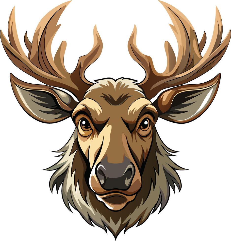 Classic Moose Head Drawing Available on EPS File vector