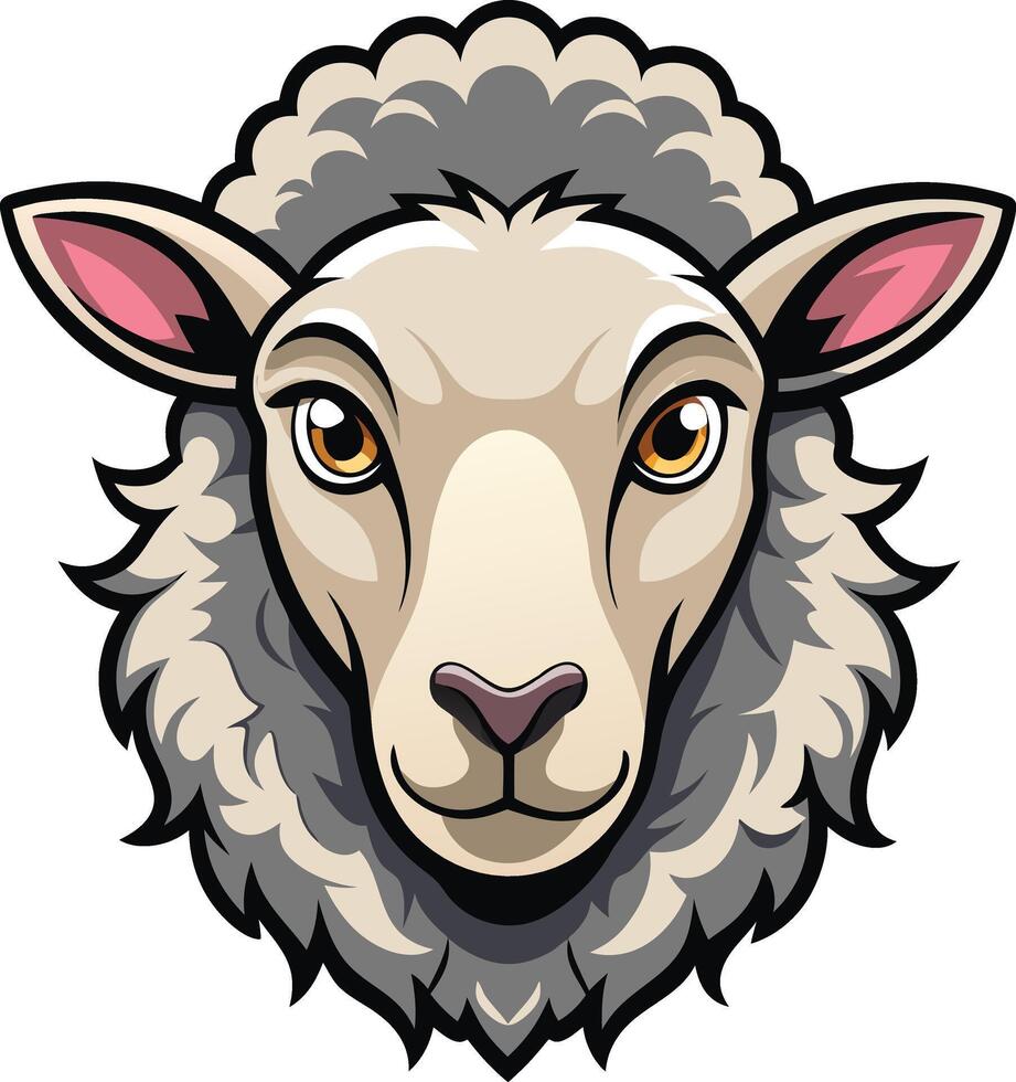 Friendly Sheep Head Available on EPS File vector