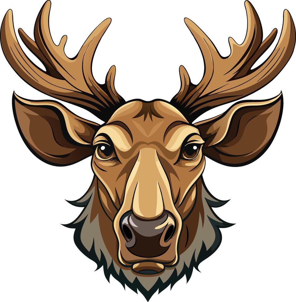 Fierce Moose Head Art Available on EPS File vector
