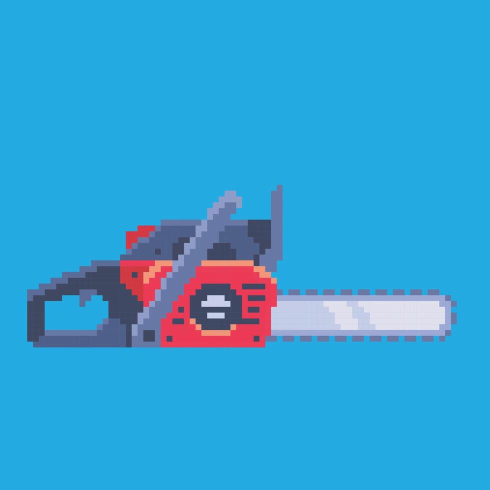 chainsaw pixel art vector