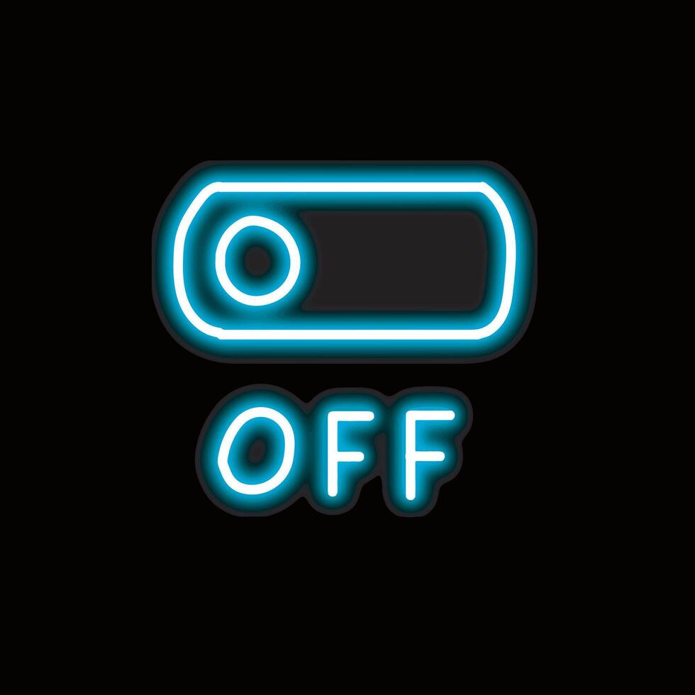 ikon off neon diisolasi pada latar belakang hitam. ikon off dengan garis neon bersinar. vector