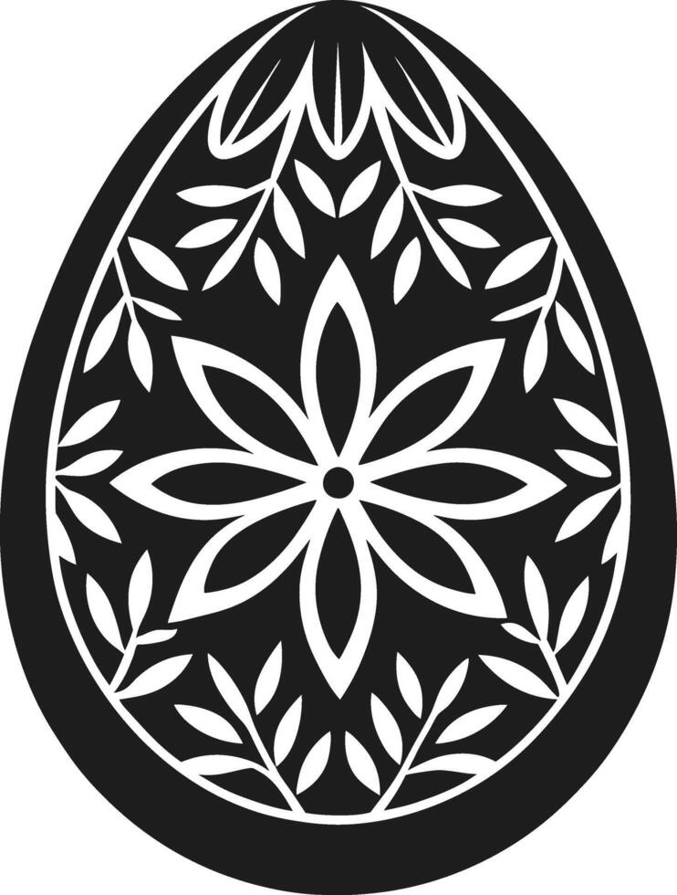 Elegant Silhouette Easter Egg with Floral Leaf Patterns Illustration vector