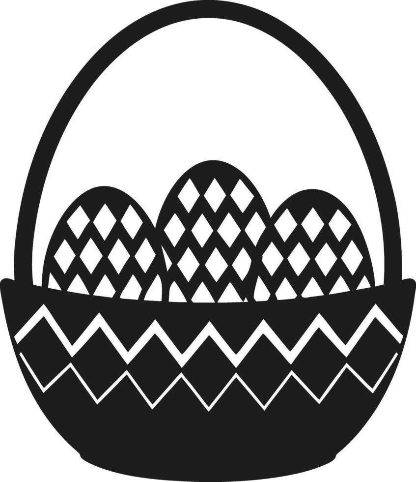 Geometric Easter Eggs in Zigzag Basket Silhouette Illustration vector