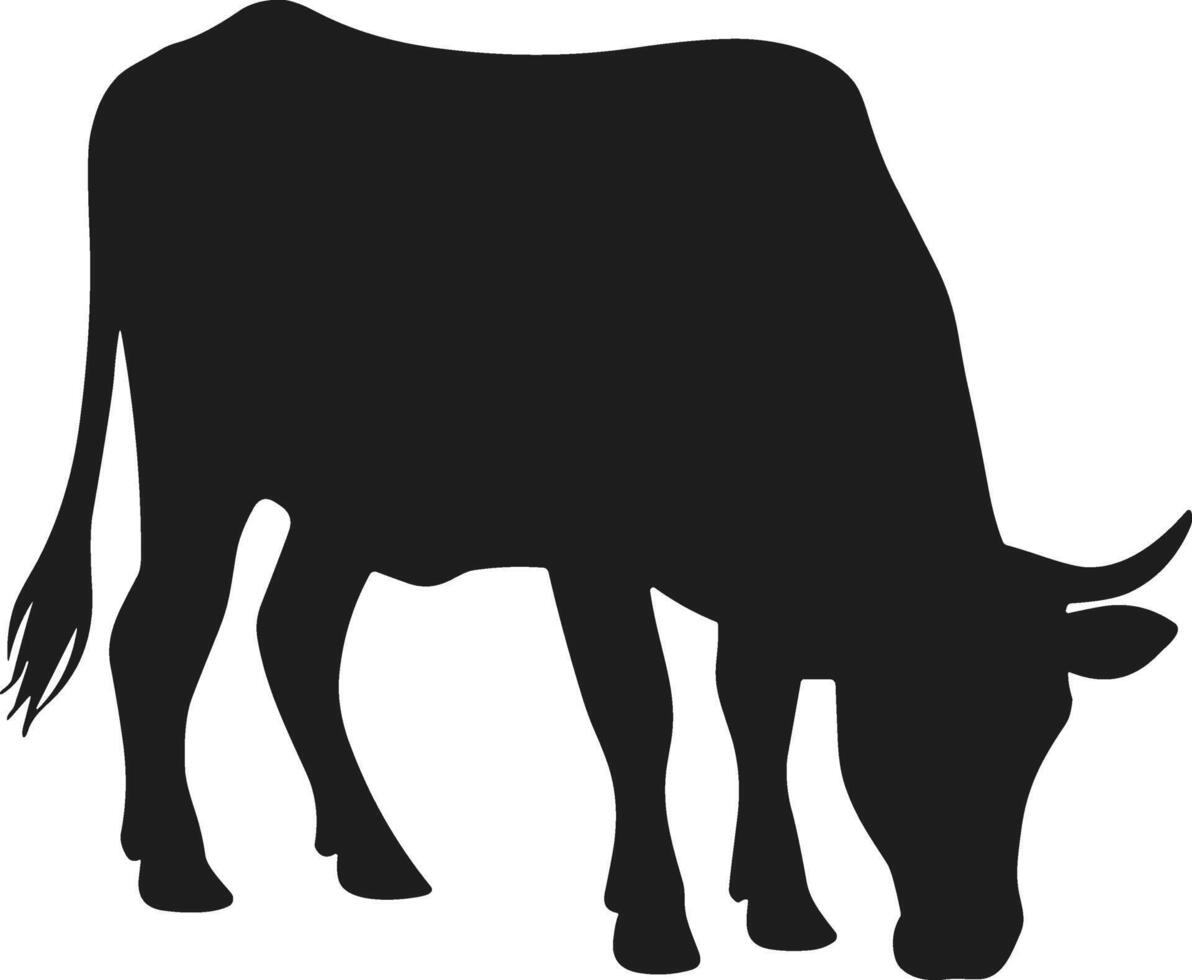 Grazing Cow Silhouette - Minimalist Illustration vector