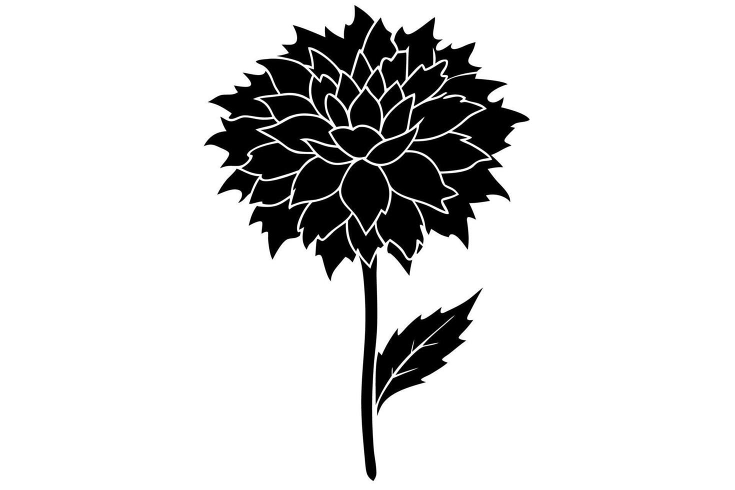 Artistic Marigold Floral Drawing in Ink vector