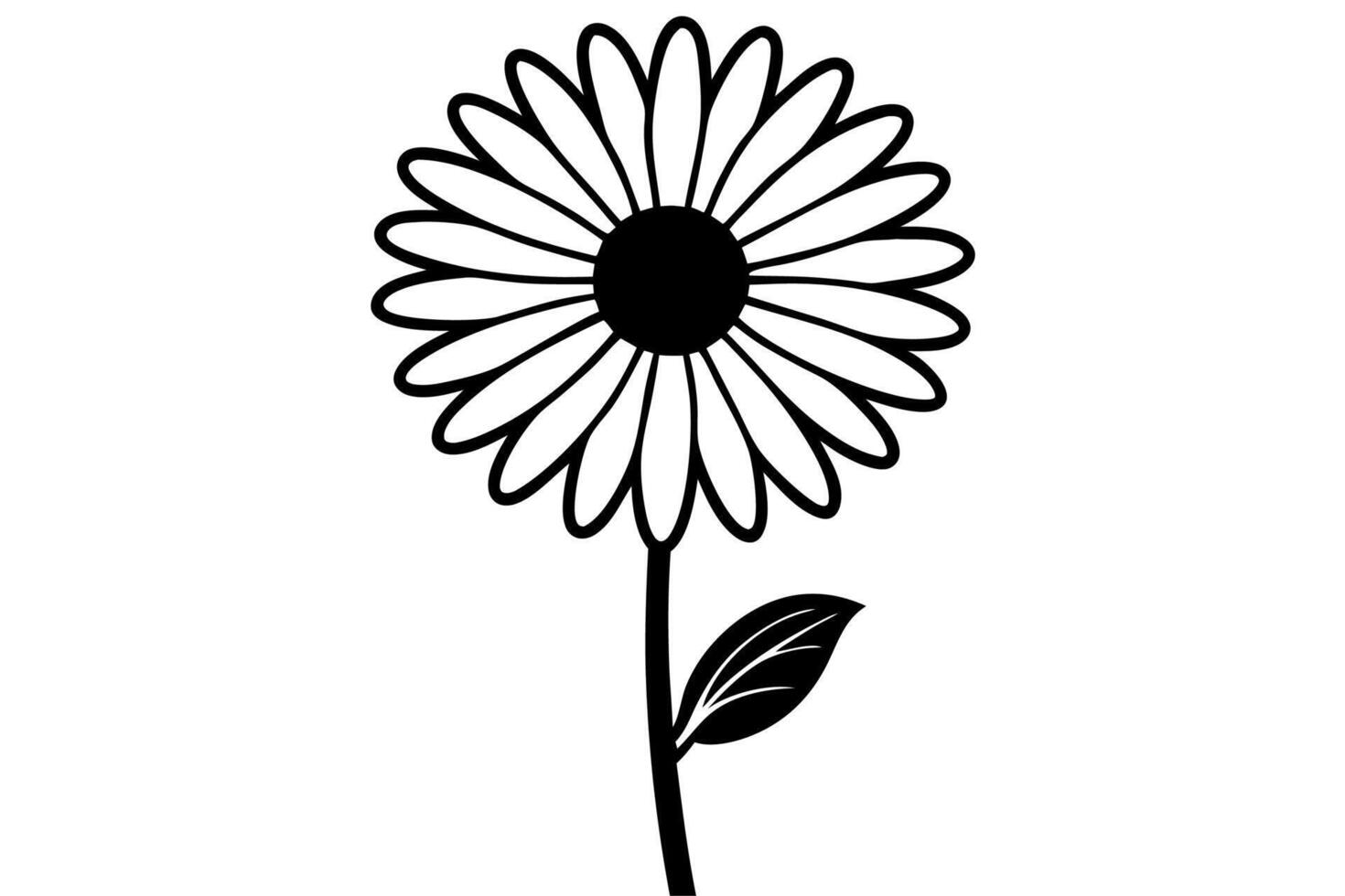 Stylized Black and White Daisy Graphic vector