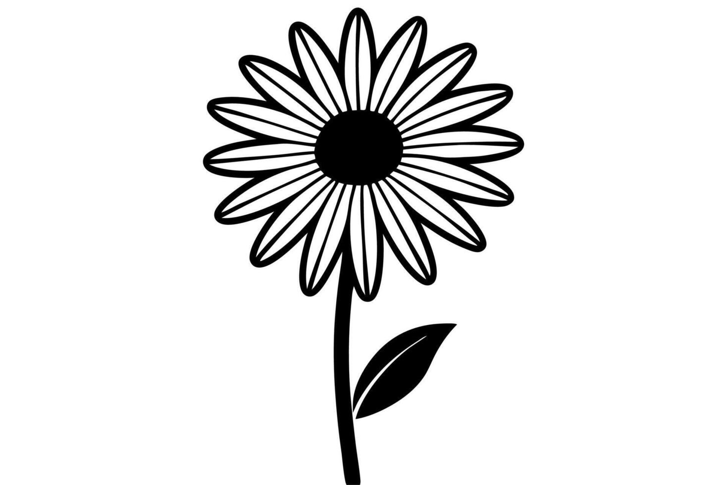 High Contrast Daisy Illustration in Black and White vector