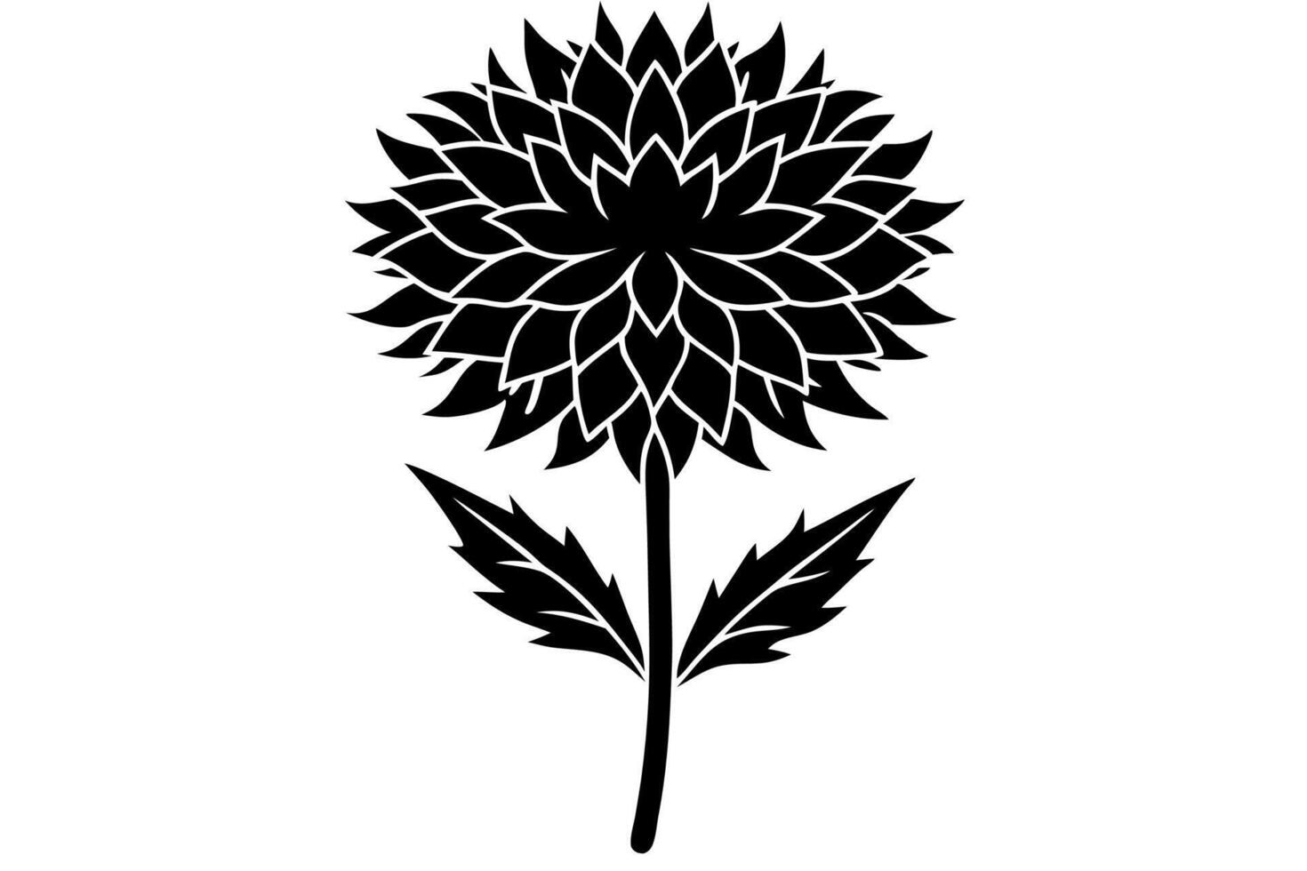 Graceful Marigold Flower Silhouette in Monochrome vector