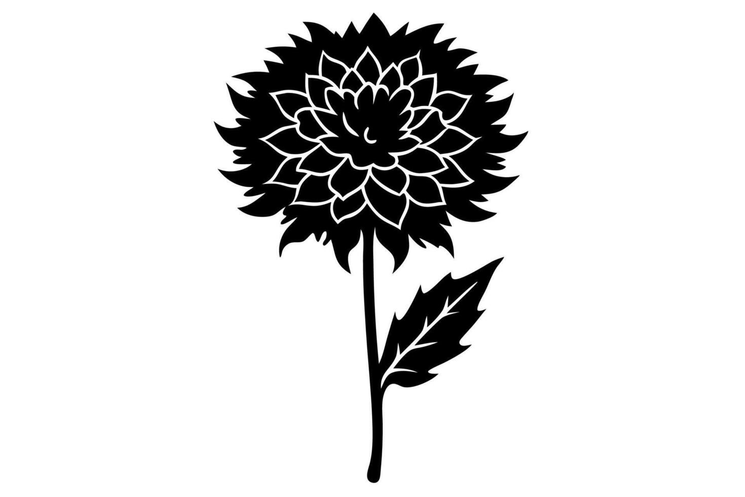 Ornamental Marigold Floral Art in Black Ink vector