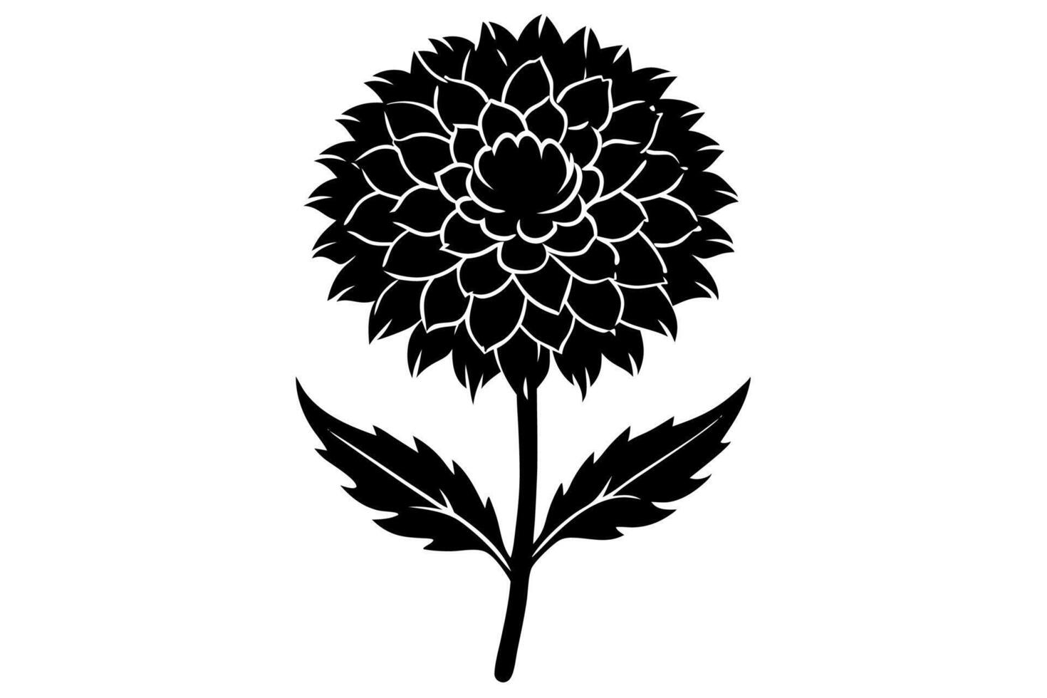 Elegant Marigold Bloom in Black Ink vector
