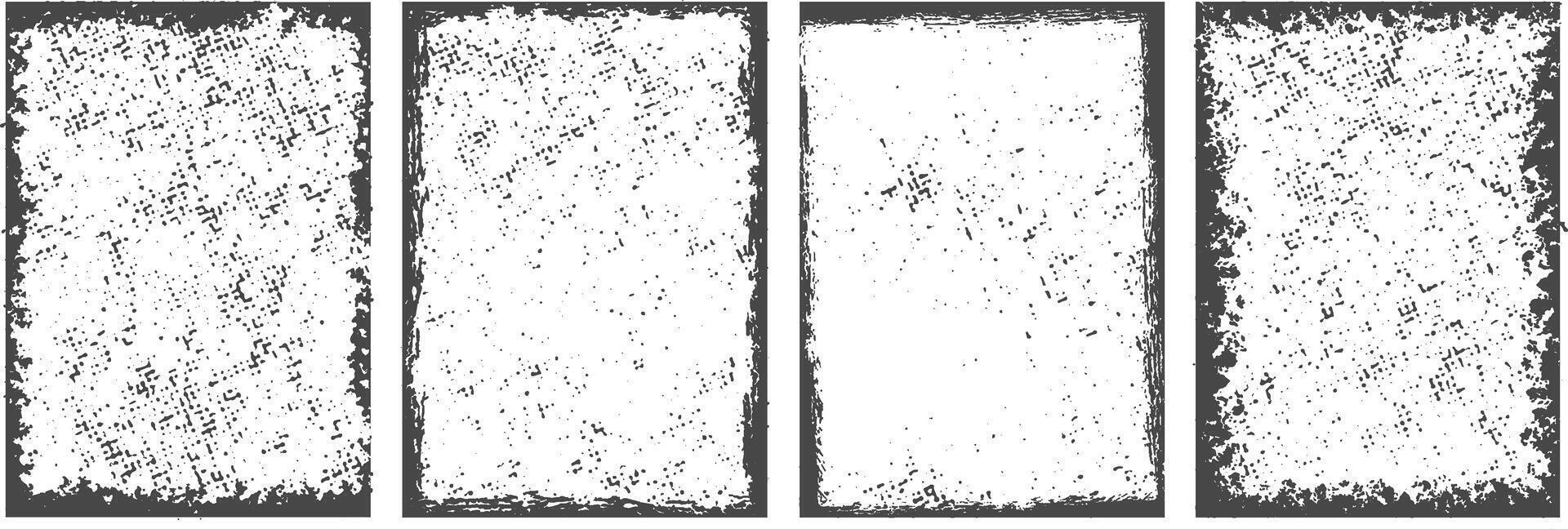 Different Grunge pattern textured frame backgrounds set, Overlay texture frame backgrounds set vector