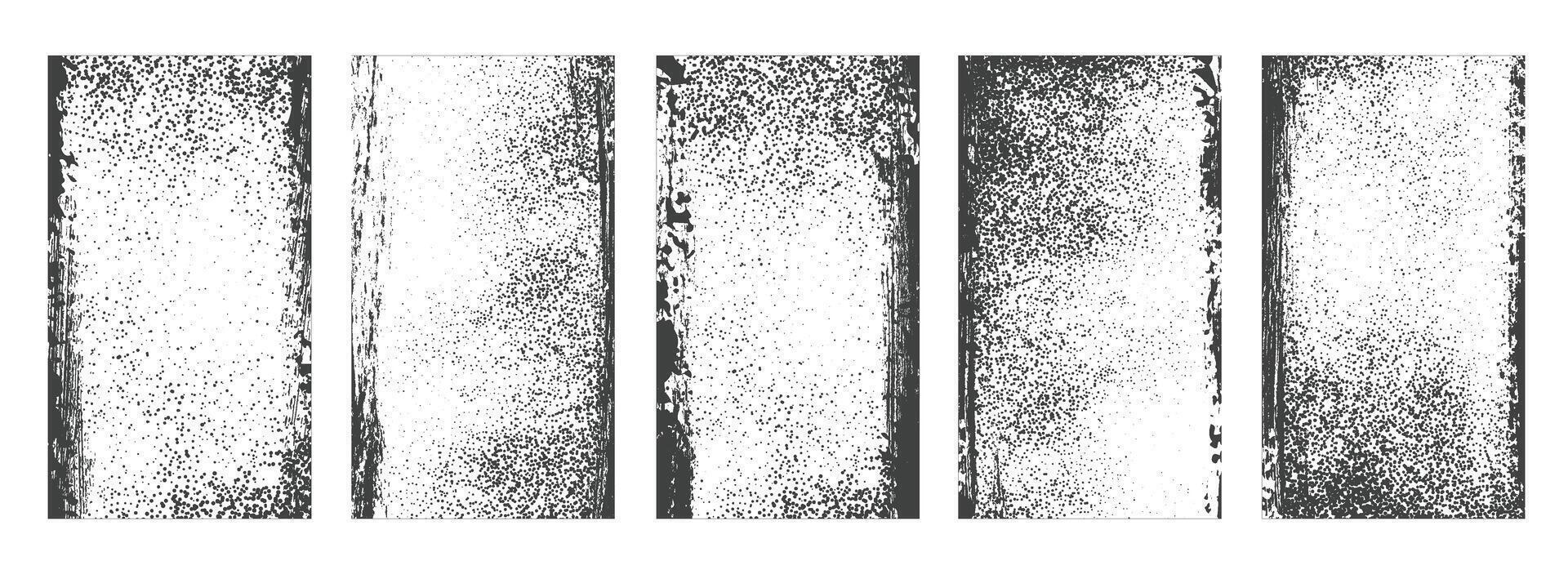 Set of Verious black Grunge textured background, Overlay texture background set vector