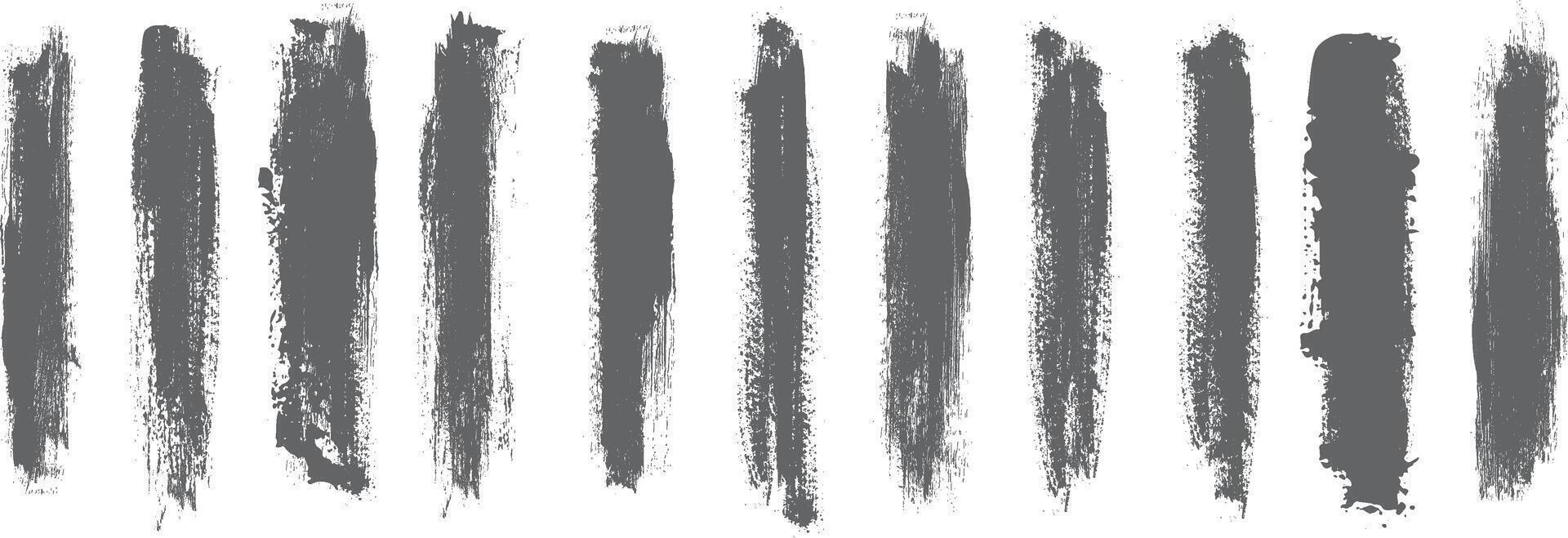 Set of different style black Grunge brush strokes vector