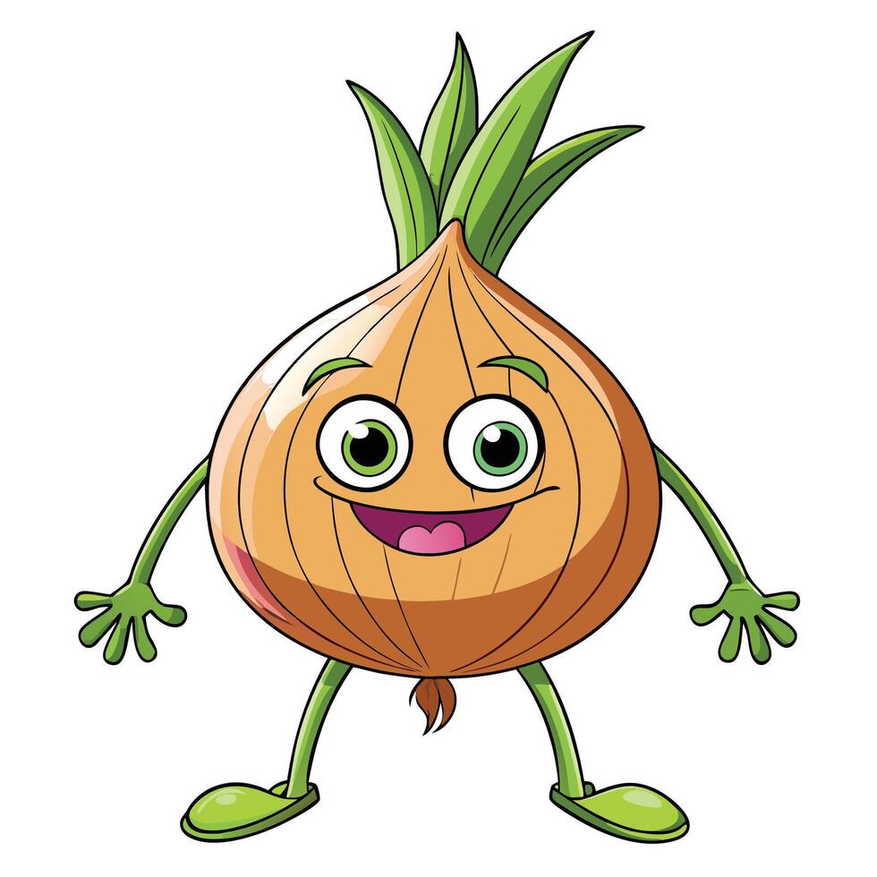 Happy Cartoon Onion Character vector