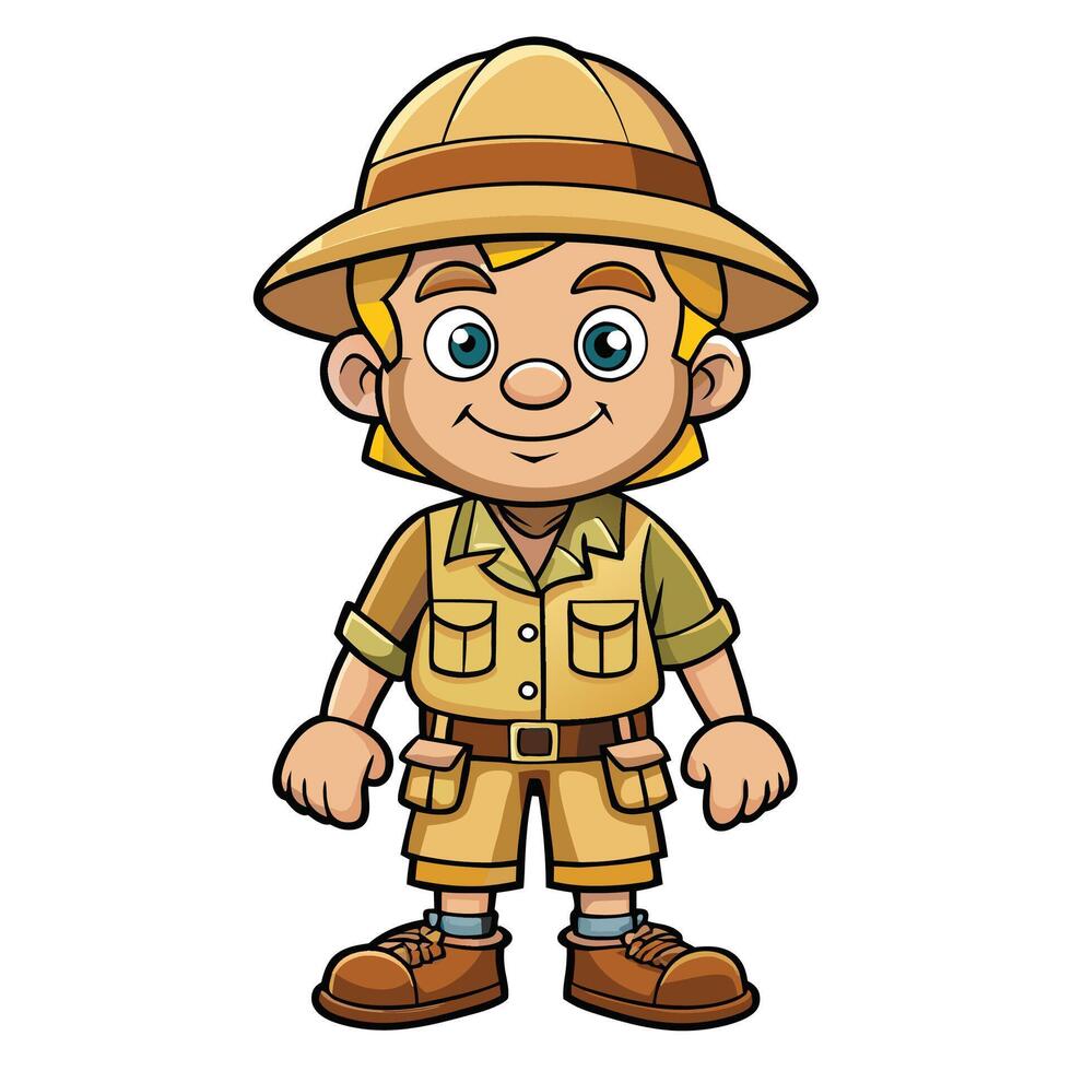 Boy in safari costume on white vector