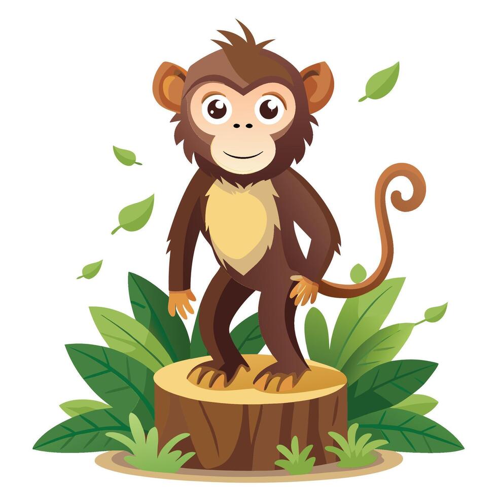 Cute monkey cartoon character vector