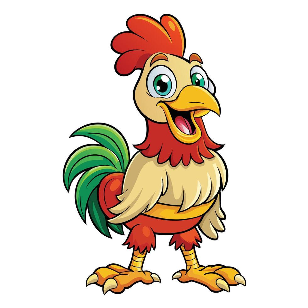 Cute Chicken Crowing Cartoon vector
