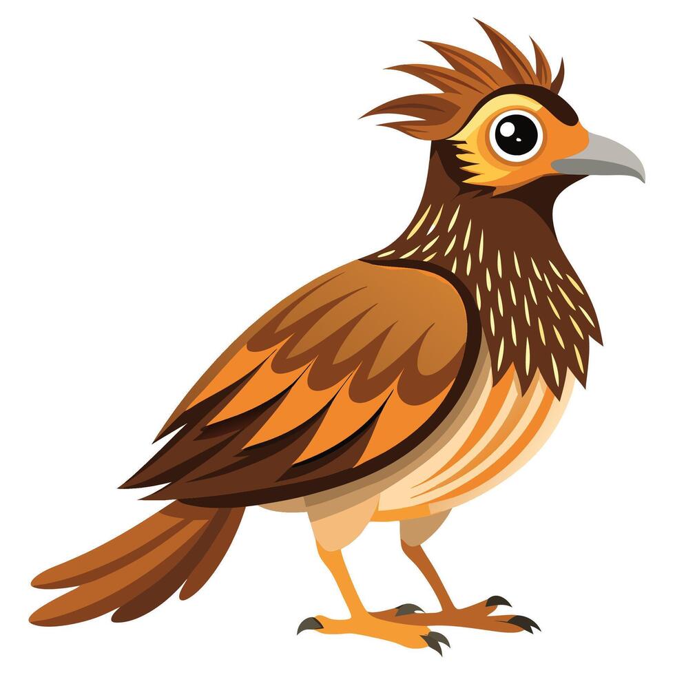 A drawing of a brown and brown bird with black eyes vector