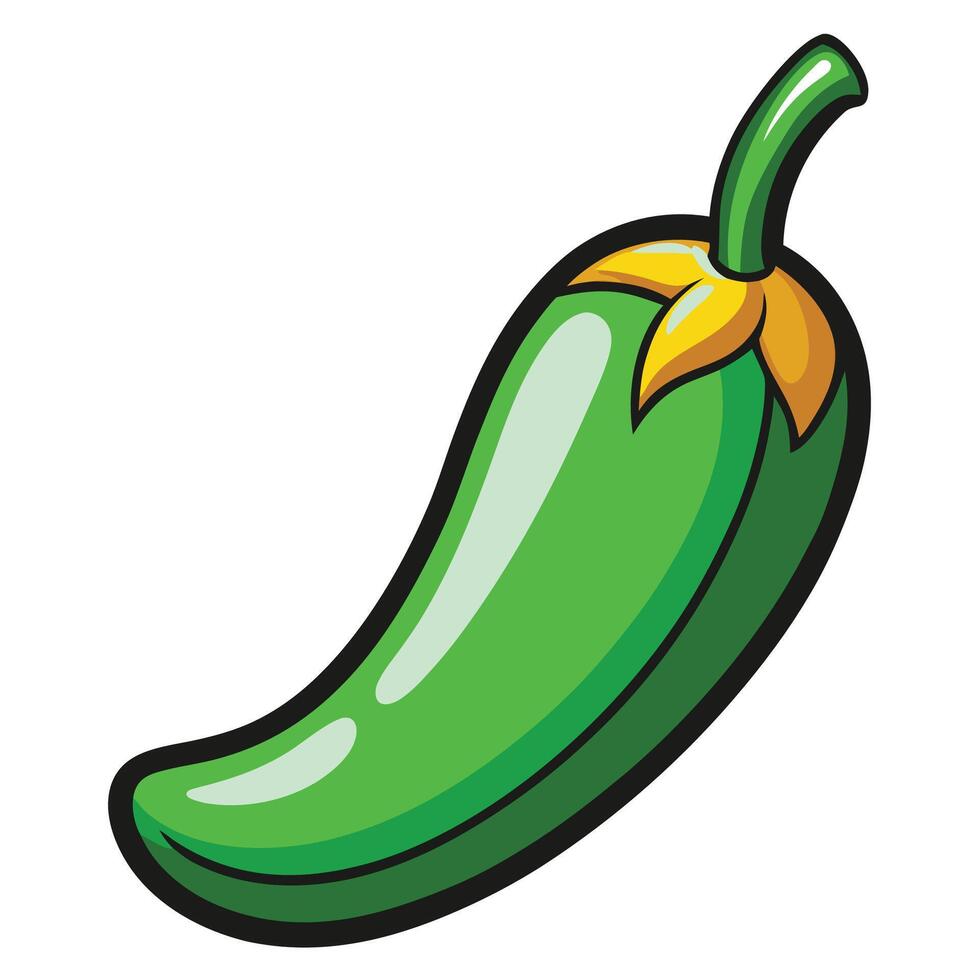 A whole jalapeno on a white background. Cartoon design. vector