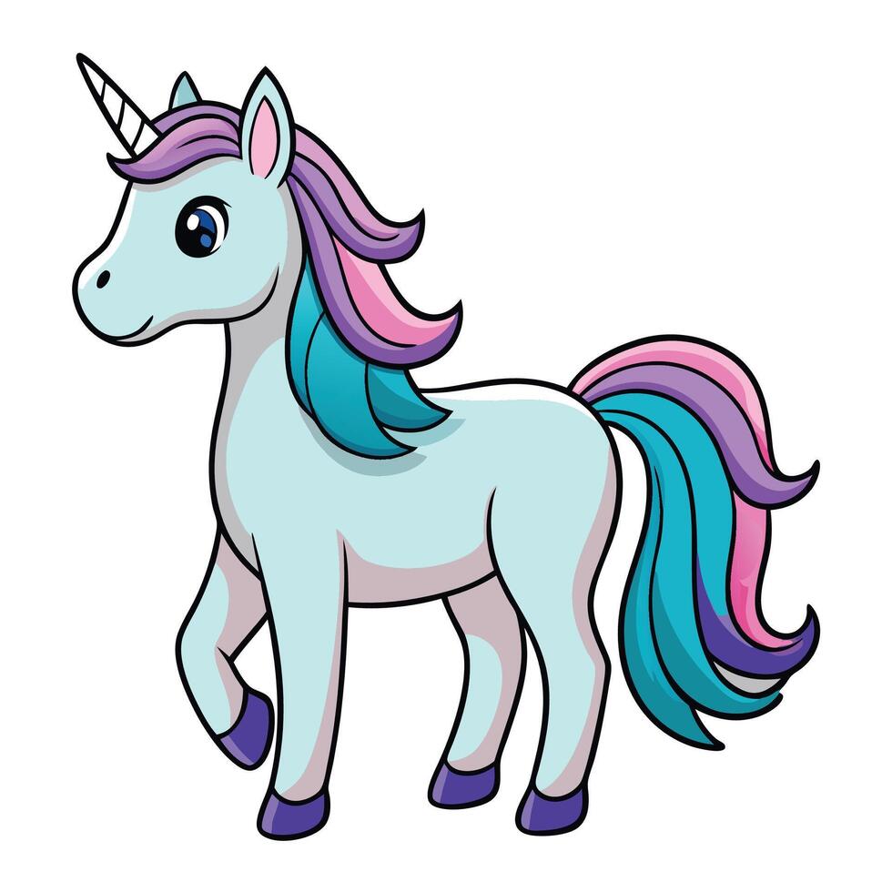Cute unicorn heads on sky vector