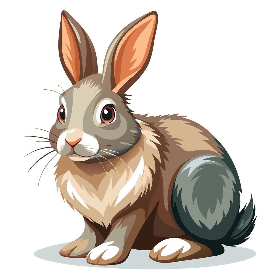 Cute adorable rabbit cartoon character illustration funny easter bunny flat design template vector