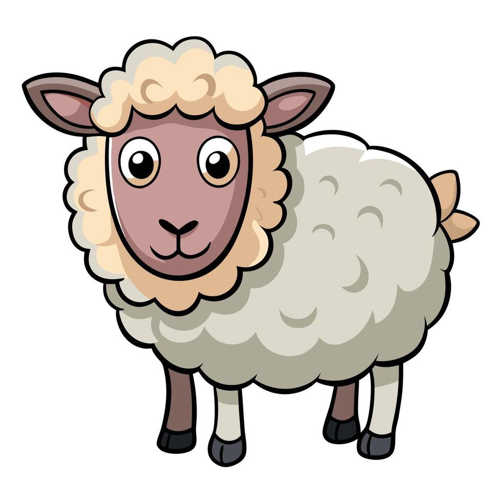 Cute sheep cartoon character vector