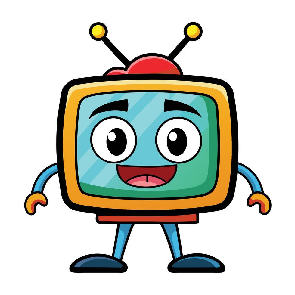 Retro television with face vector