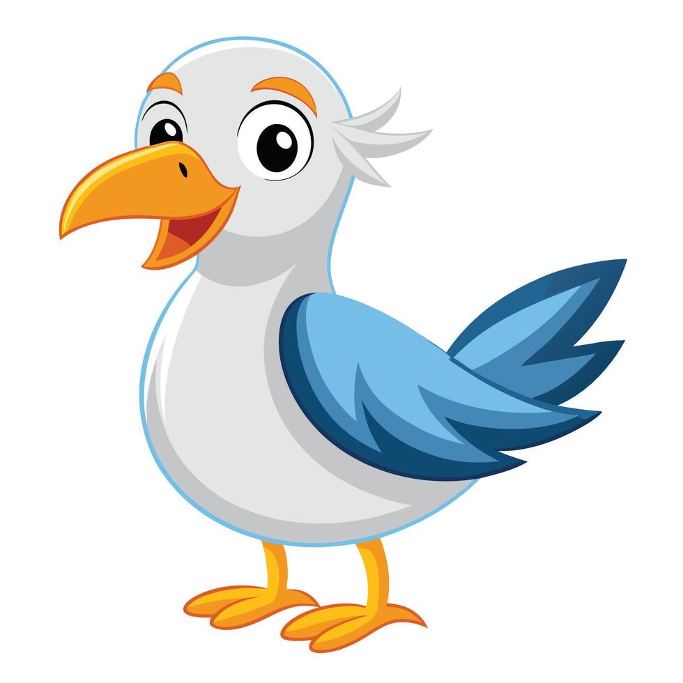 Crying seagull realistic composition with isolated image of sea bird vector