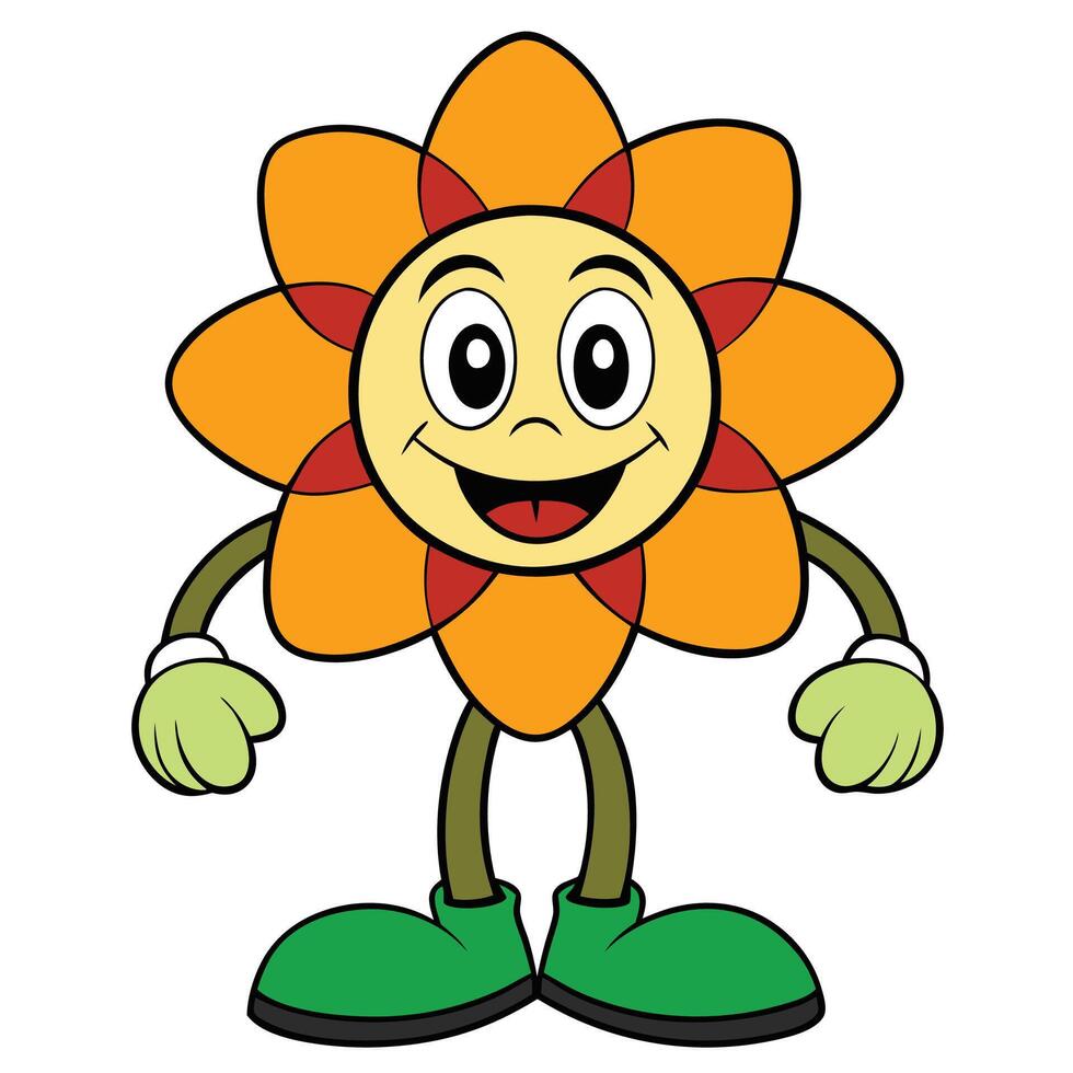 A cartoon drawing of a yellow flower vector