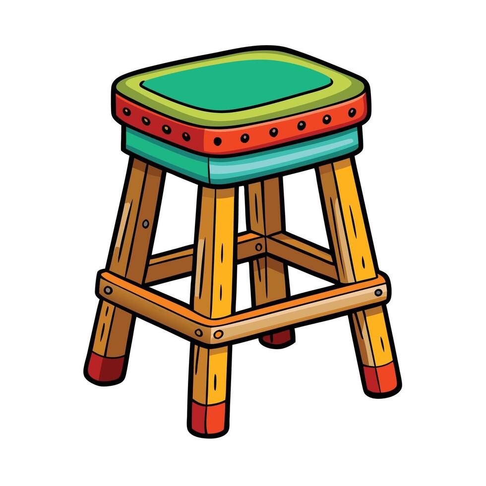 Illustration wooden Walnut Bar Stool on white vector
