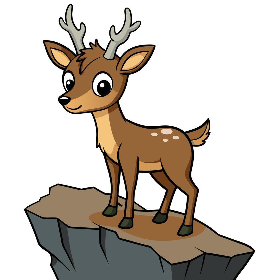 Graceful deer at Rock vector