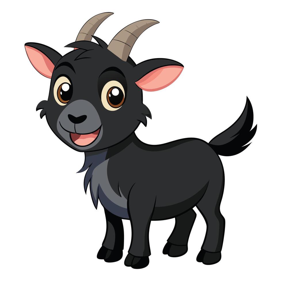 Black baby goat cartoon character vector