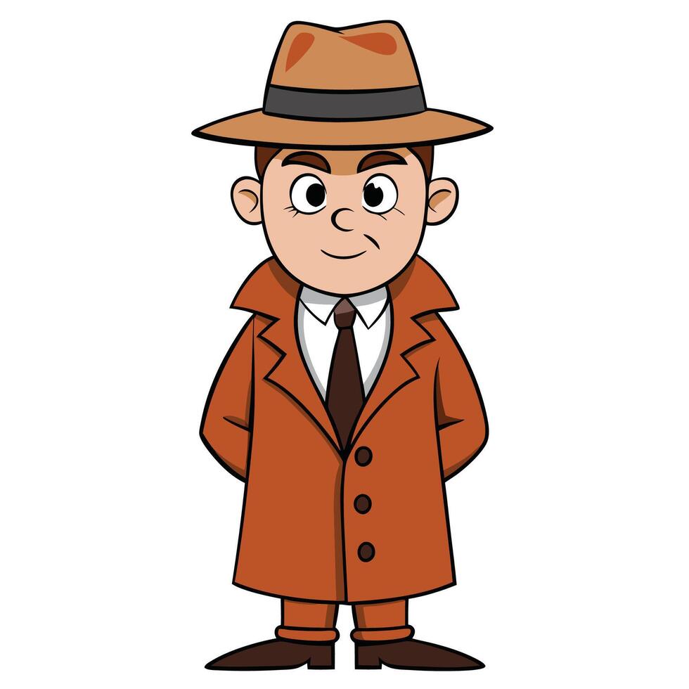 Man in brown overcoat and hat vector