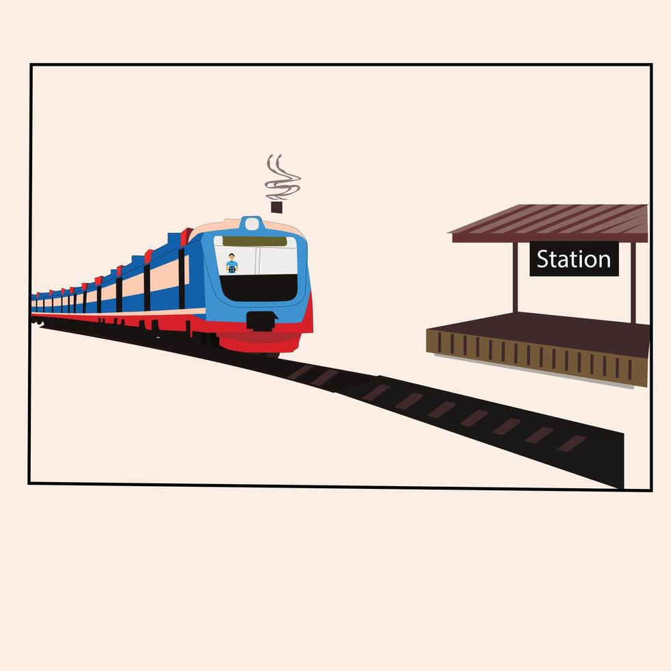 a cartoon train is going to the station vector