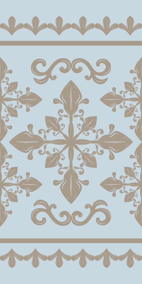 Classy Golden Brown Embroidery Hand Draw Scroll Ornament on Light Smoke Grey Background. Elegant Luxury Florals Pattern in the Garden Design for Detailed Art Work Decoration Texture Interior Fabrics vector