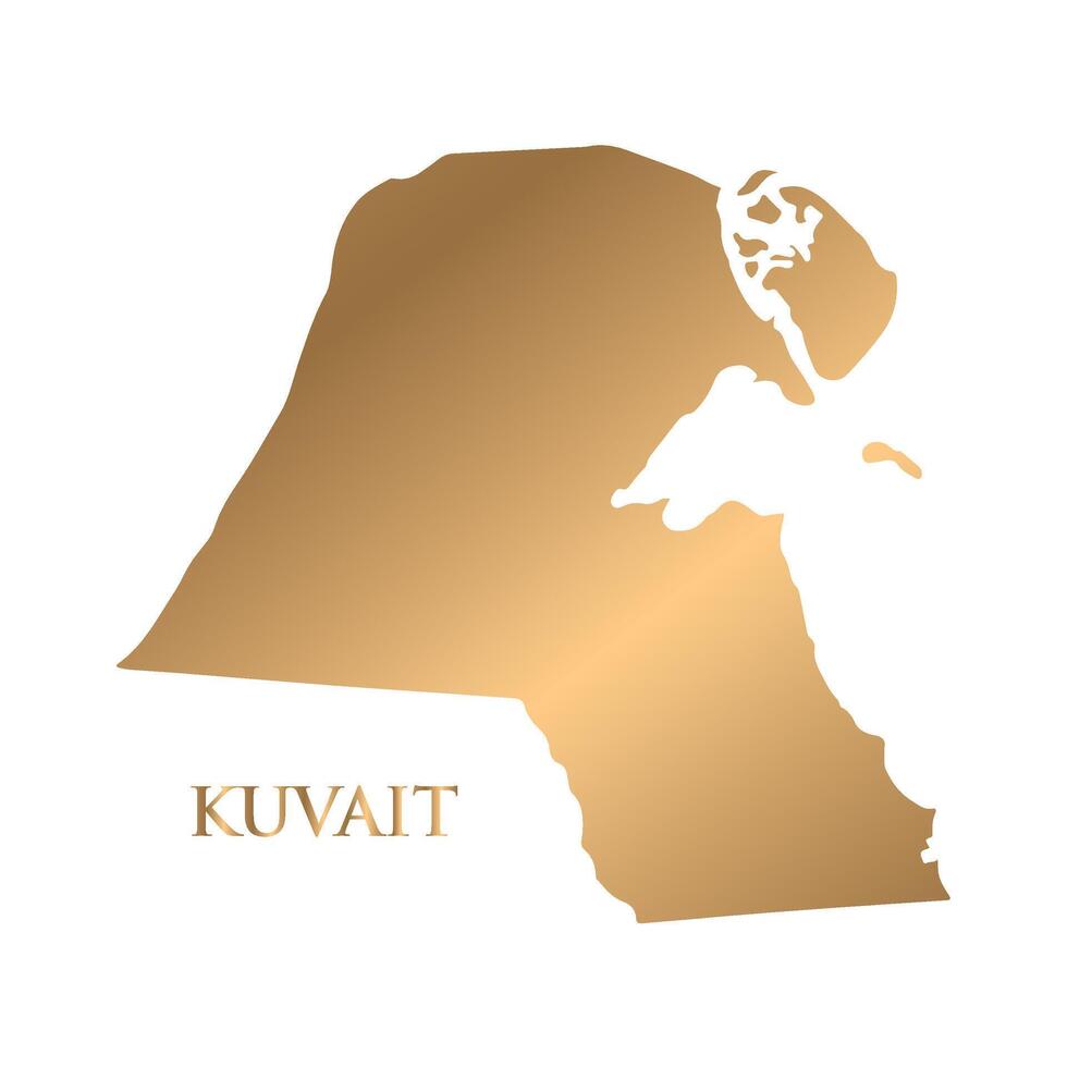 Gold map drawing of Kuwait vector