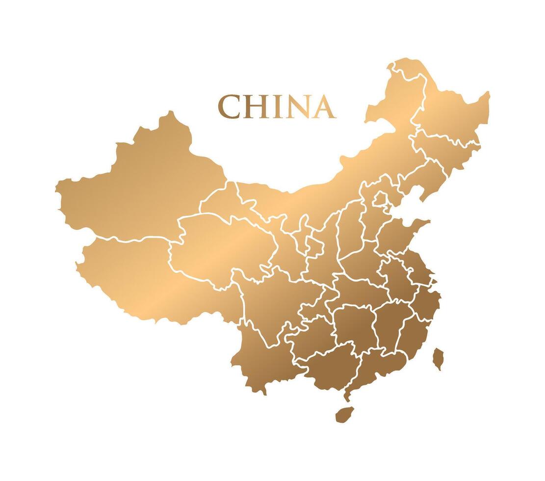 Gold map drawing of China vector