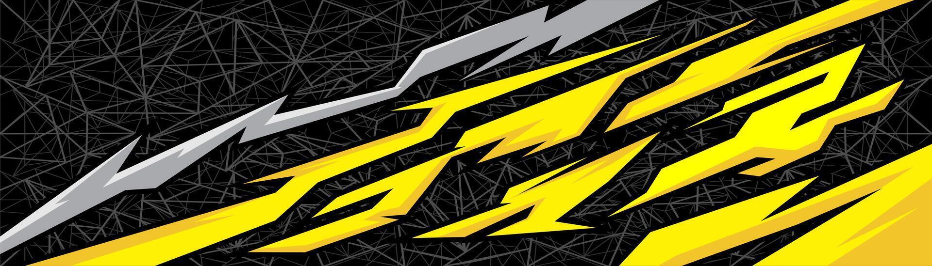 yellow and black abstract stripe car racing background vector