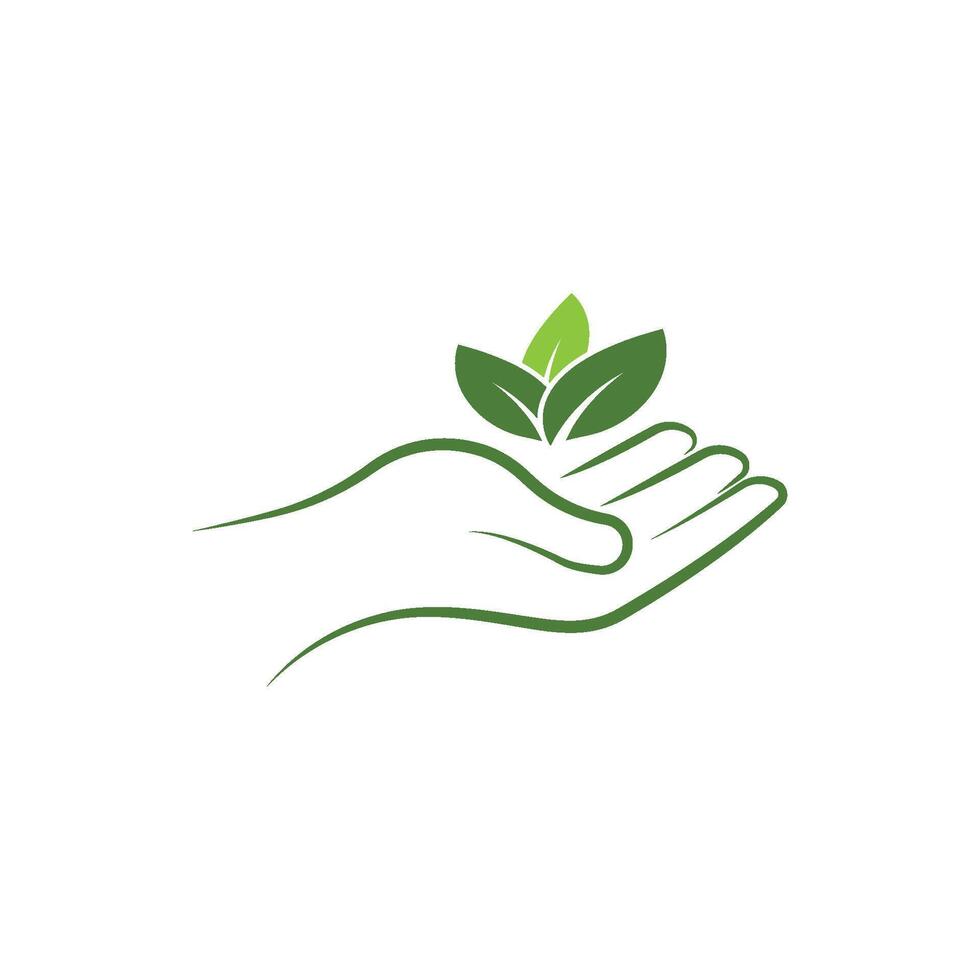 Eco care logo hand and leaf illustration vector