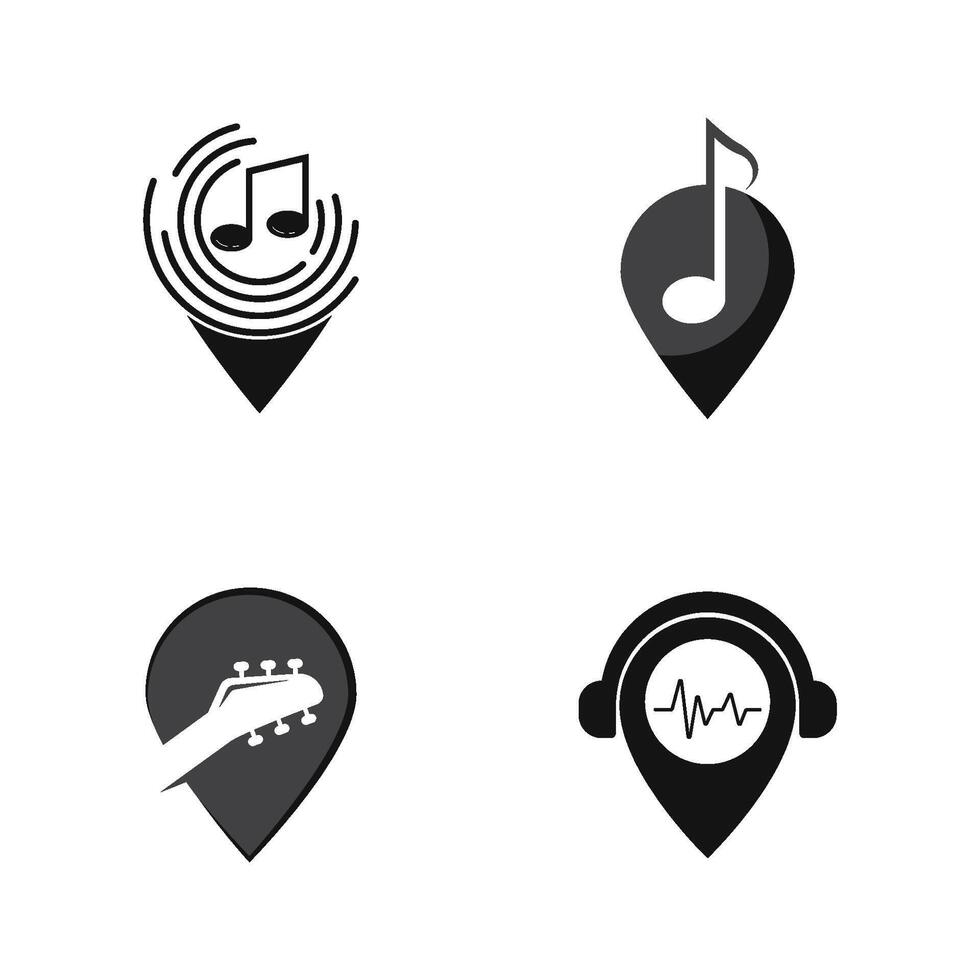 set Music location point Logo Design Template vector