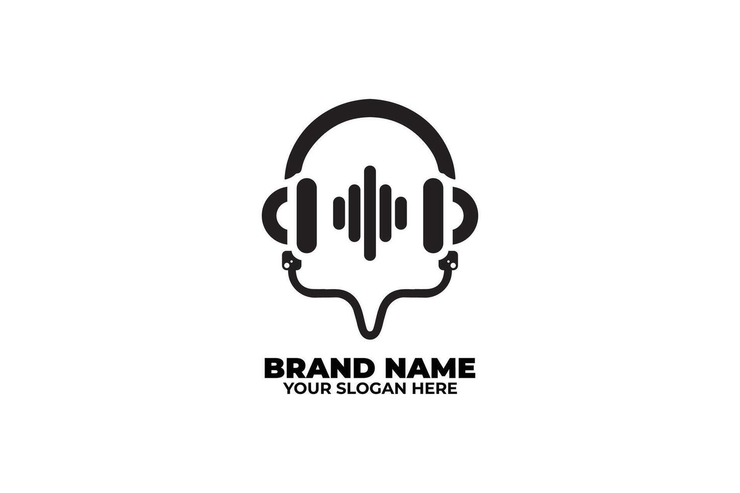 Black and White Sound Design with Headphone Icon vector
