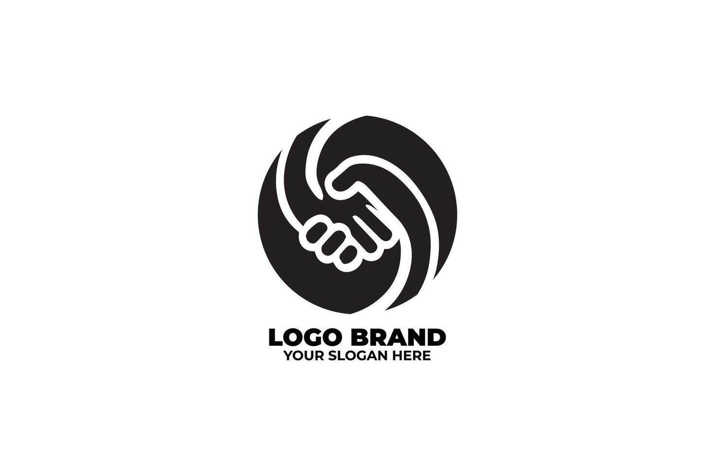 Abstract Business Handshake Symbol in Monochrome vector