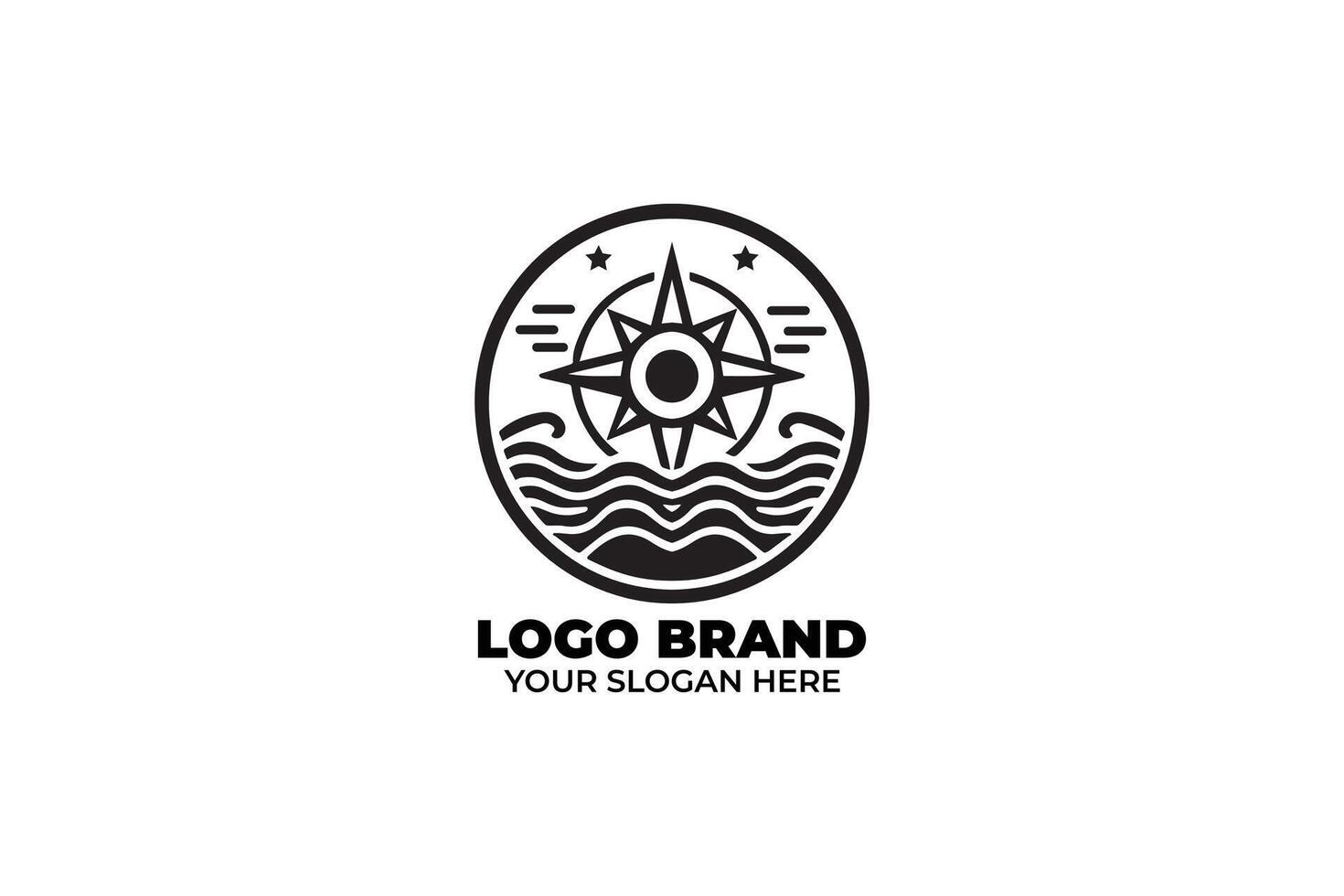 Adventure Compass Rose with Flowing Waves vector