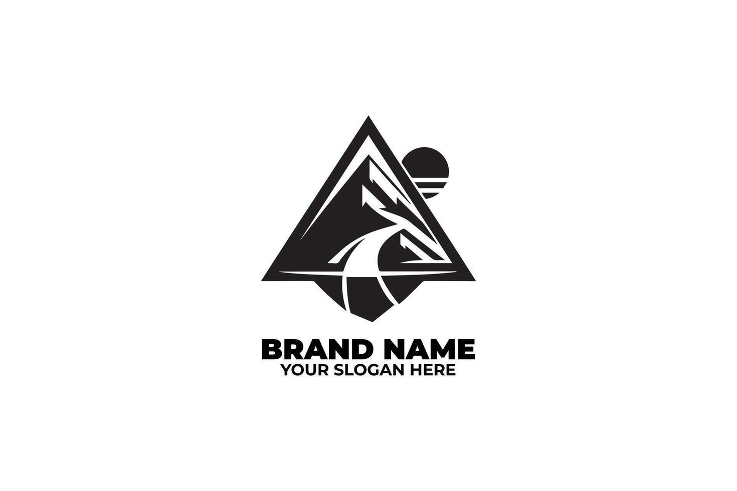Simple Adventure Logo, Triangle Mountain with Path vector