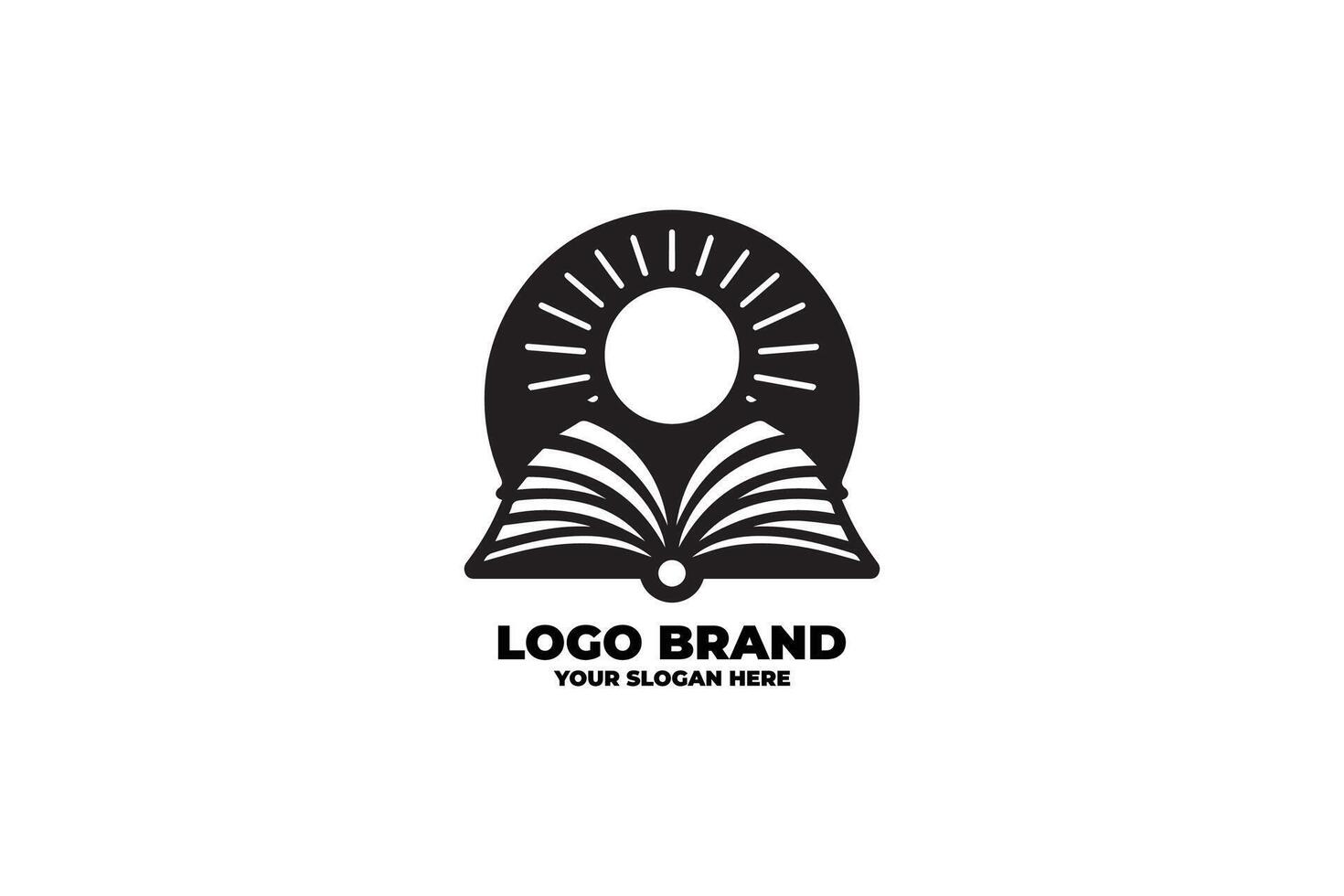 Black and White Education Emblem with Sunlight vector