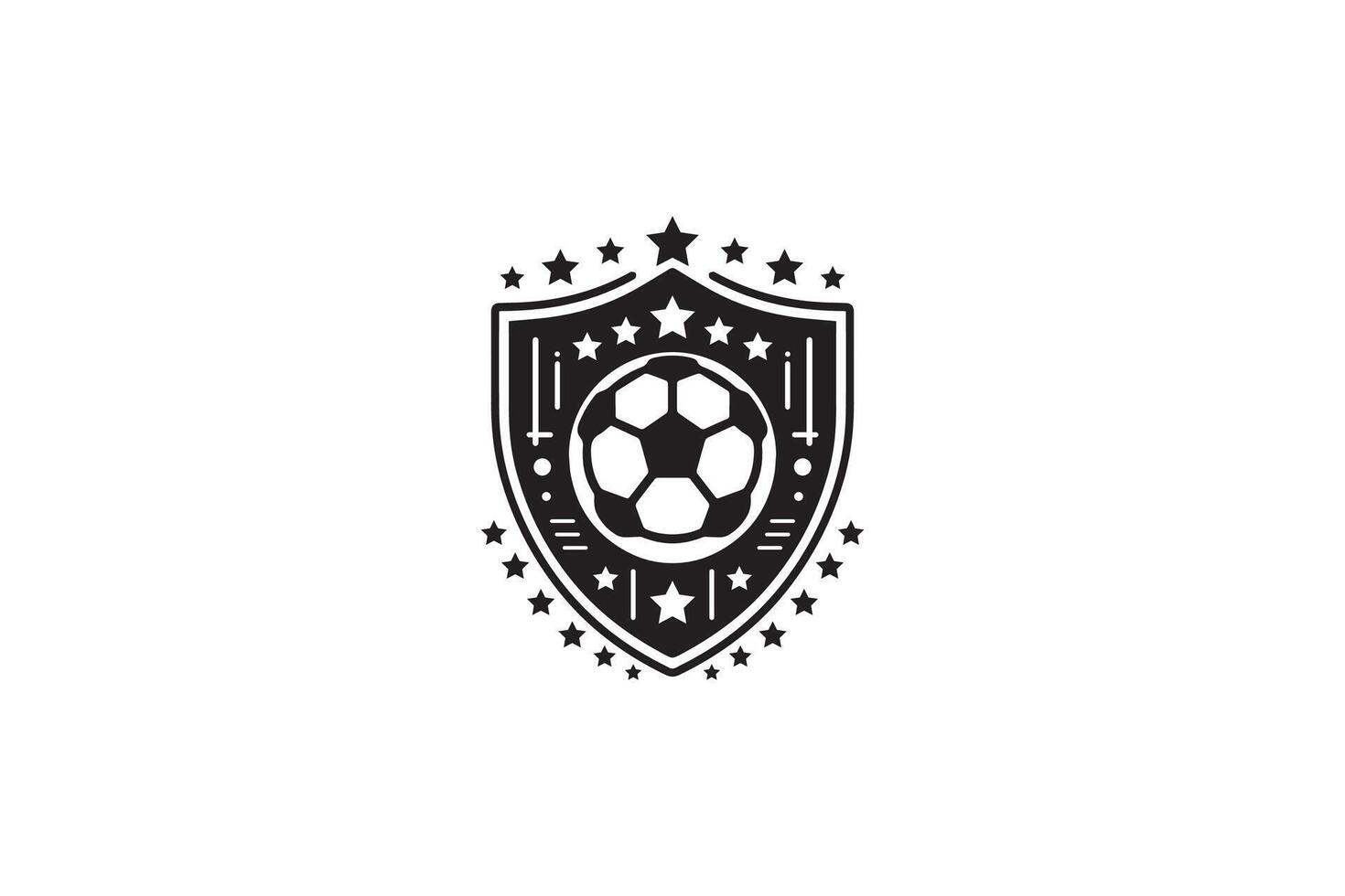 Monochrome Football Logo with Shield and Star Accents vector