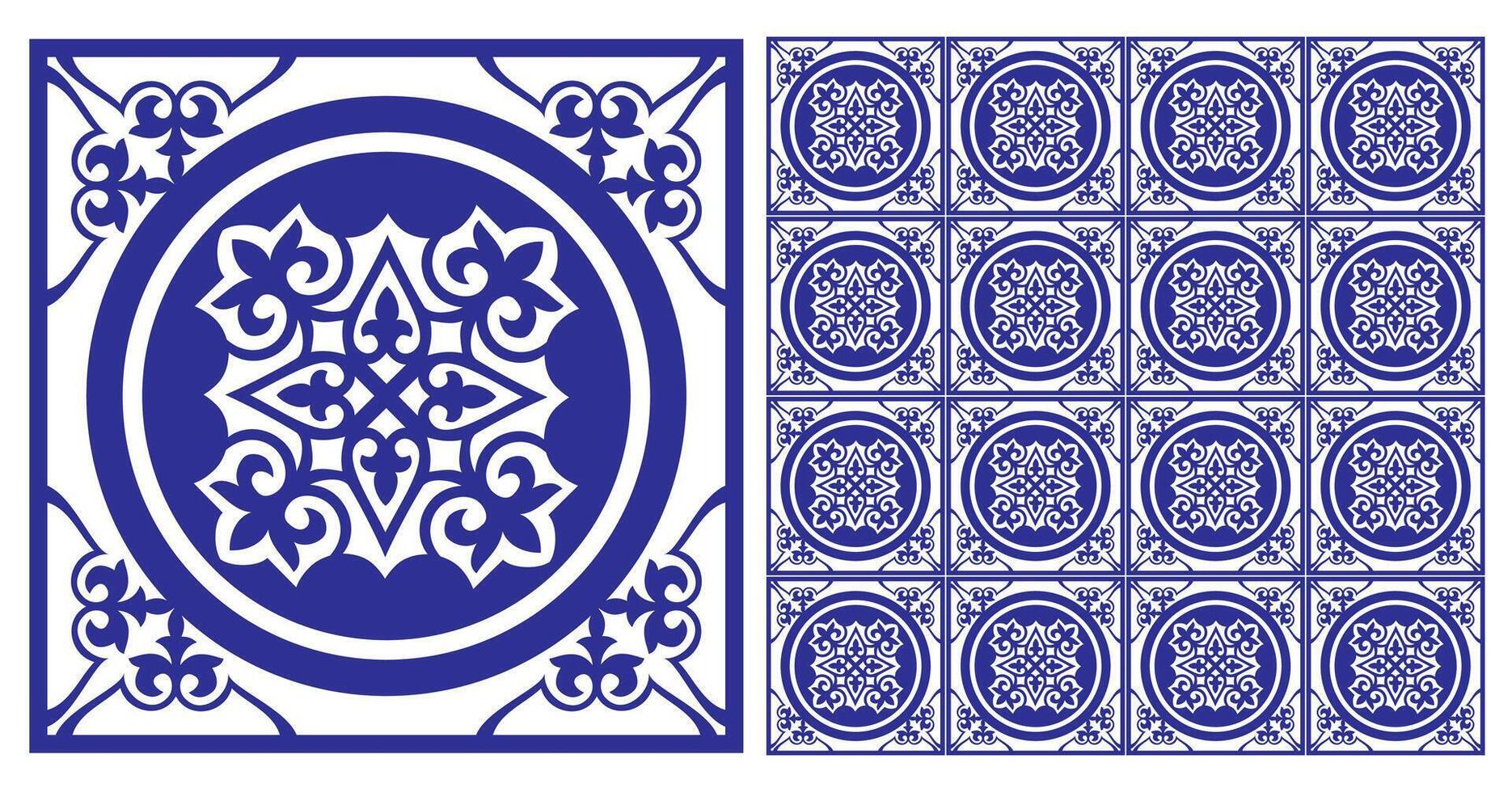Talavera pattern. Azulejos portugal. Turkish ornament. Moroccan tile mosaic. Ceramic tableware, folk print. Spanish pottery. Ethnic background. Mediterranean seamless wallpaper. vector